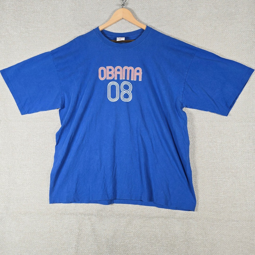 Alore Obama 08 Vintage 2008 Campaign Graphic T-Shirt Blue 3XL Made in USA